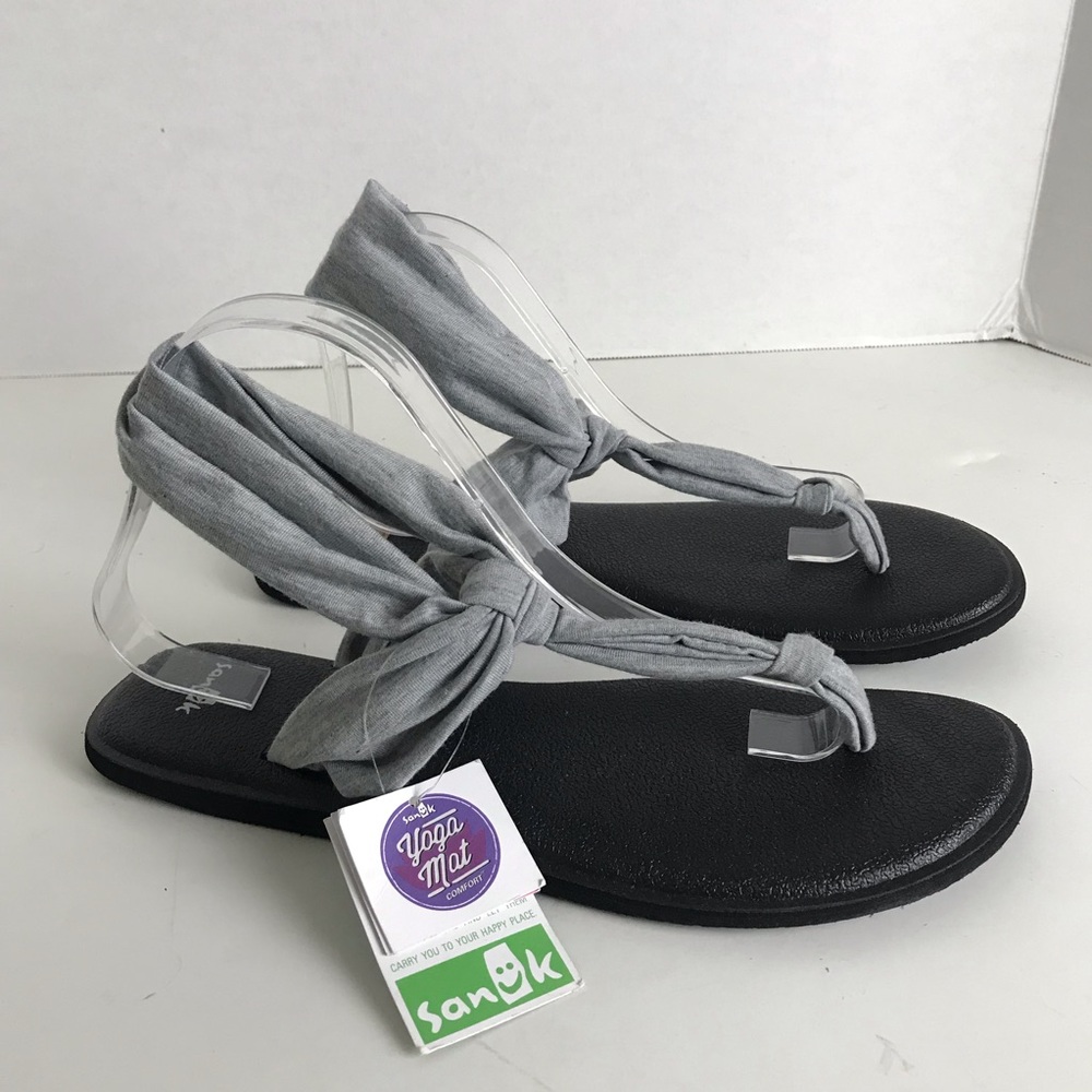 Sanuk Gray Sling Knit Yoga Sandals Womens Size 10 Athletic Athleisure Casual
